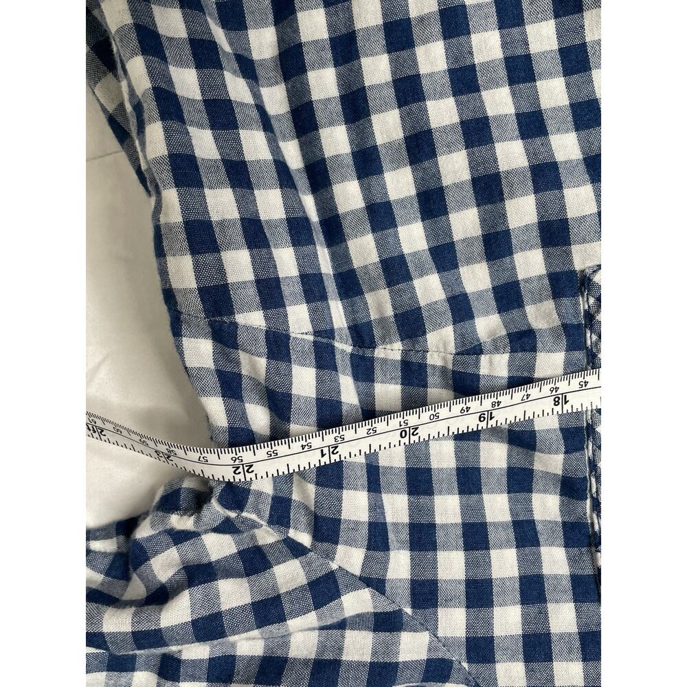 J Jill XL Blue White Gingham Check Cotton Blouse Boat Neck Button Front Cottagec - Picture 7 of 13